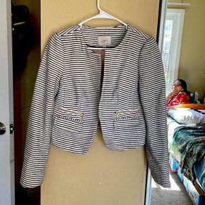 Ann Taylor Loft Grey and White Striped Blazer Size 4